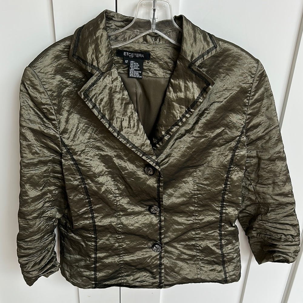 Etcetera Metallic Blazer with Textured Satin Finish Size 12